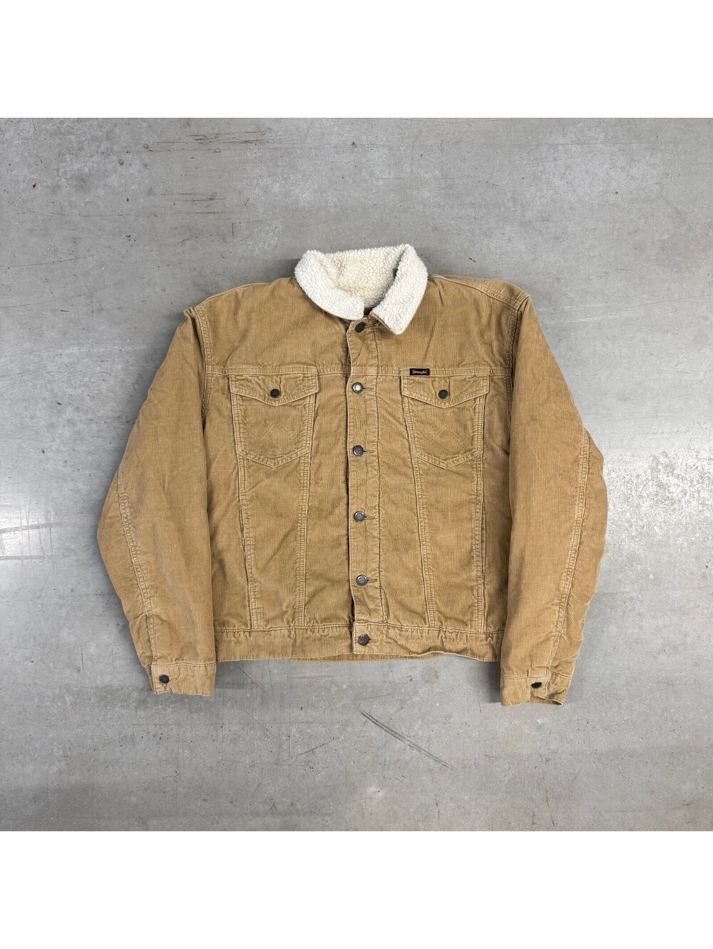 Vintage 2000s Wrangler Sherpa Lined Button Up Corduroy Trucker Jacket Medium